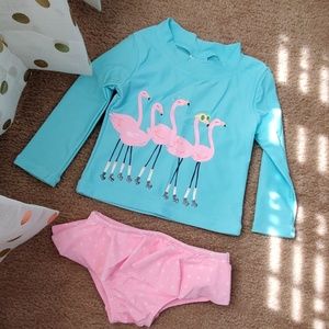 Carter's baby girl flamingo swim set
